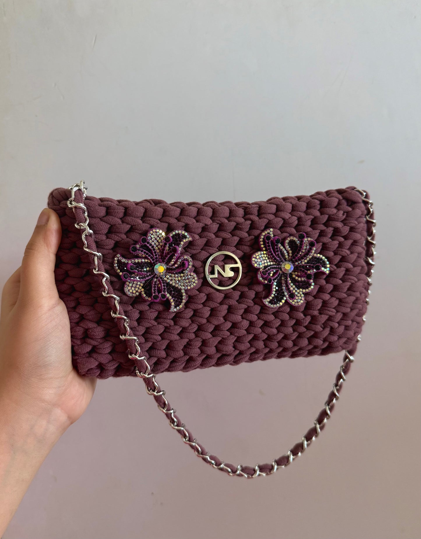 Roselle Deep-Plum Embellished 1of1 Purse