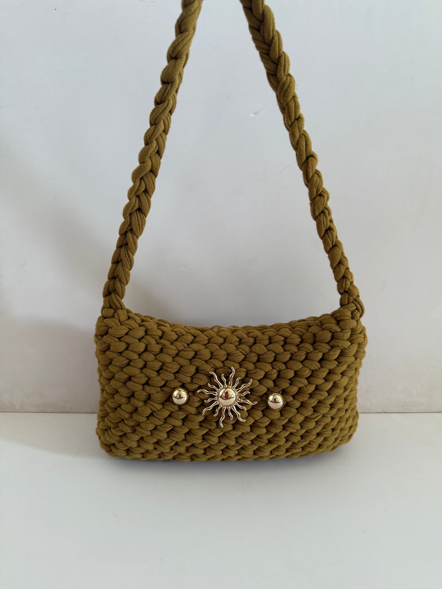 Solaris Beige Embellished Shoulder Purse