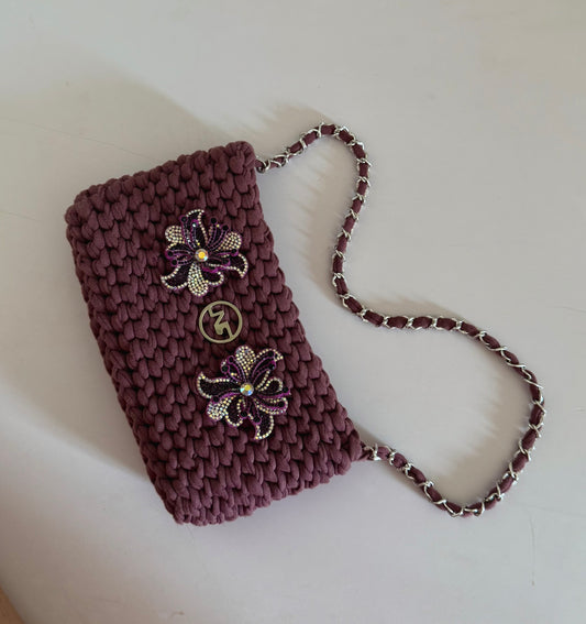 Roselle Deep-Plum Embellished 1of1 Purse