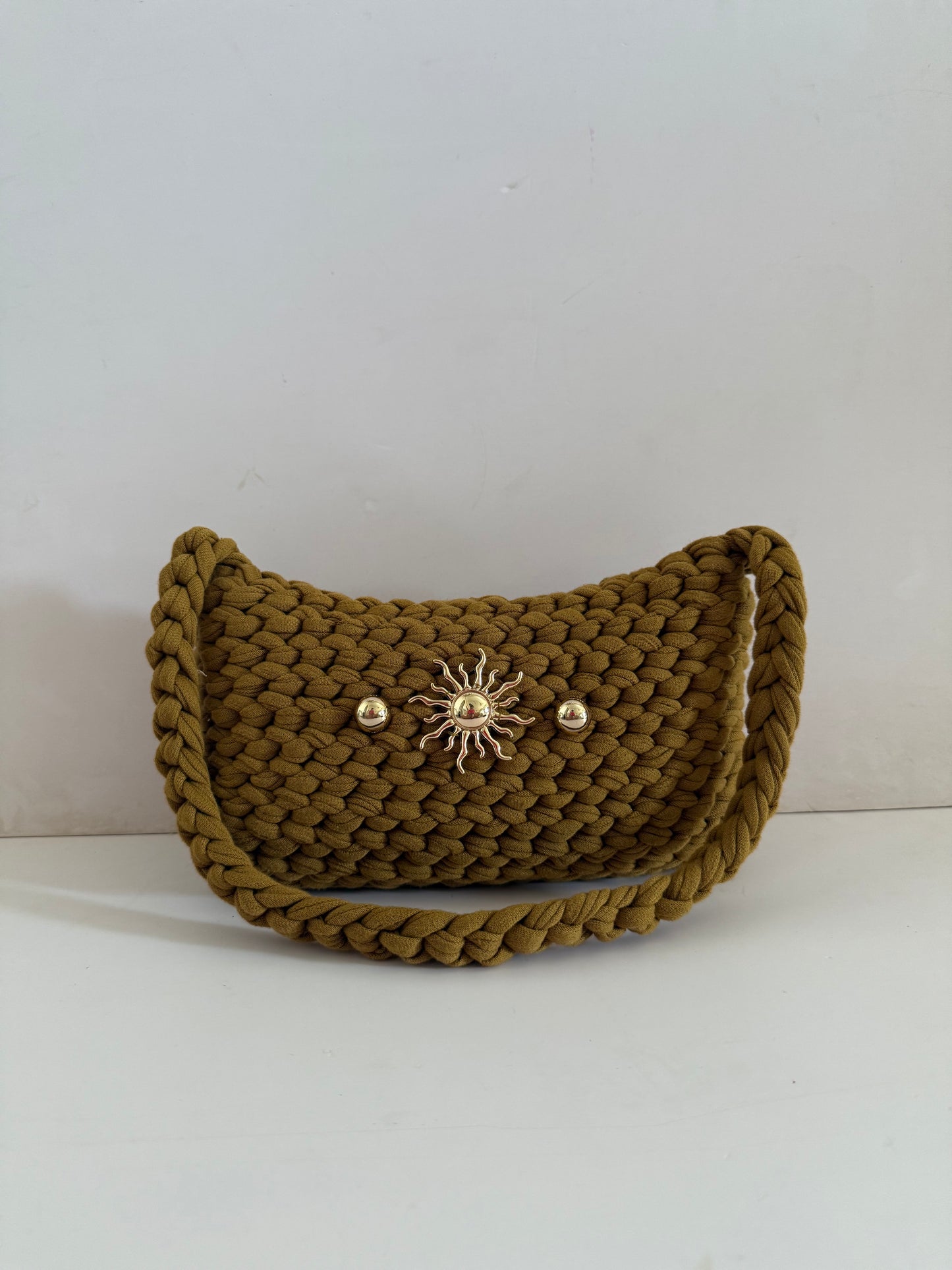 Solaris Beige Embellished Shoulder Purse