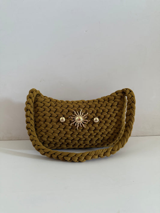 Solaris Beige Embellished Shoulder Purse